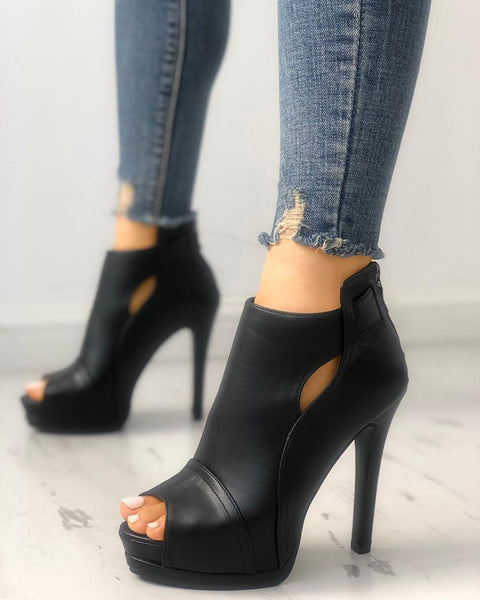 Fashion Peep Toe Cutout Thin Heels