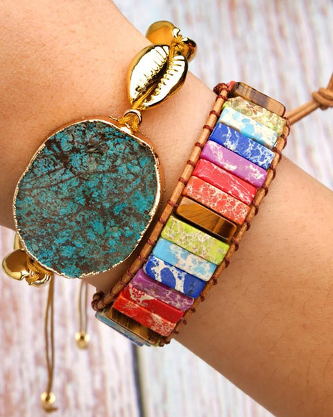 Colorful Geo Rhinestone Braided Bracelet